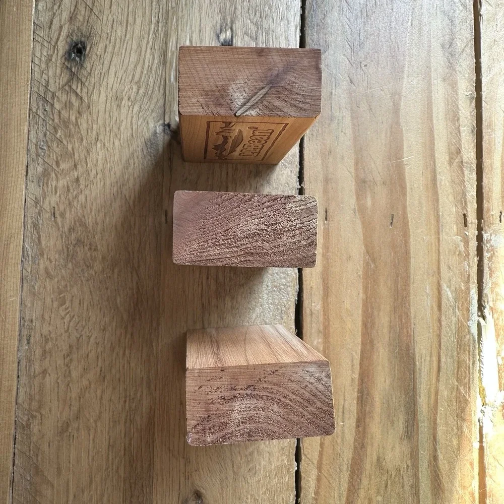 Vintage LL Bean CEDAR Wood Blocks Rare ‎ (SET of 3) Mountain Scene